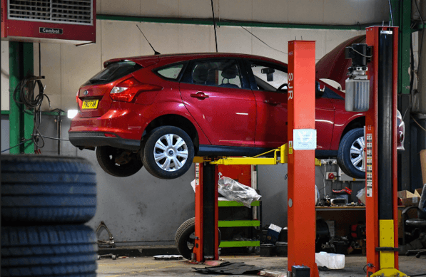 A Car on a MOT Ramp